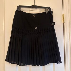Compitoir Des Cotonniers Black Pleated Midi Skirt with Buttons Size 36